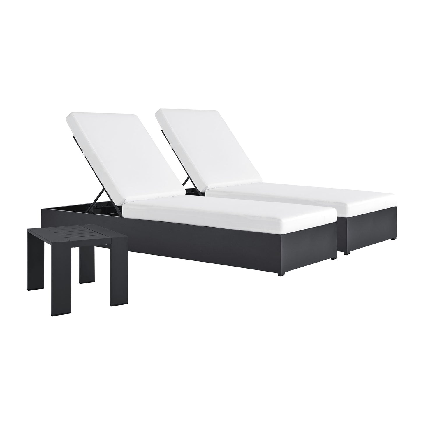 Modway - Tahoe 3-Piece Outdoor Patio Powder-Coated Aluminum Chaise Lounge Set by Modway  Outdoor Furniture Sofa Sectionals White - EEI-6673-GRY-WHI