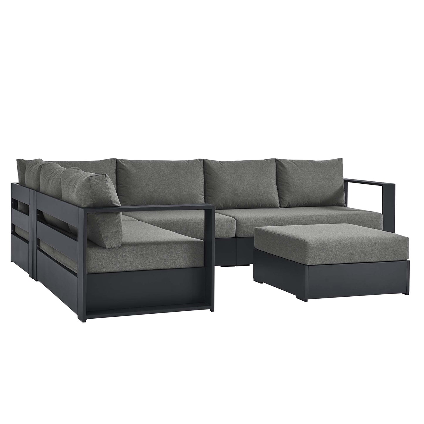 Modway - Tahoe 5-Piece Outdoor Patio Powder-Coated Aluminum Sectional Sofa Set by Modway  Outdoor Furniture Sofa Sectionals Brown - EEI-6674-GRY-CHA