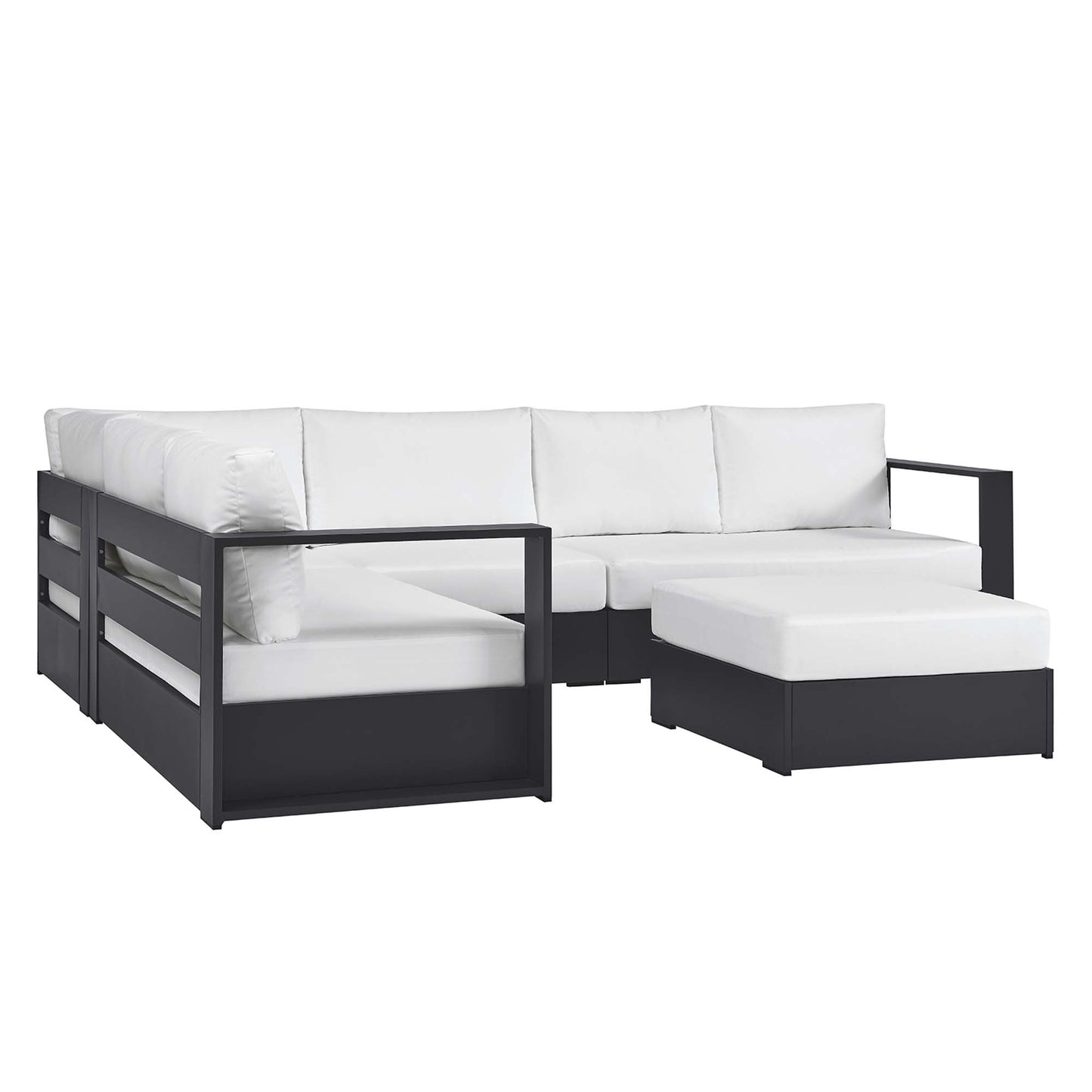 Modway - Tahoe 5-Piece Outdoor Patio Powder-Coated Aluminum Sectional Sofa Set by Modway  Outdoor Furniture Sofa Sectionals White - EEI-6674-GRY-WHI