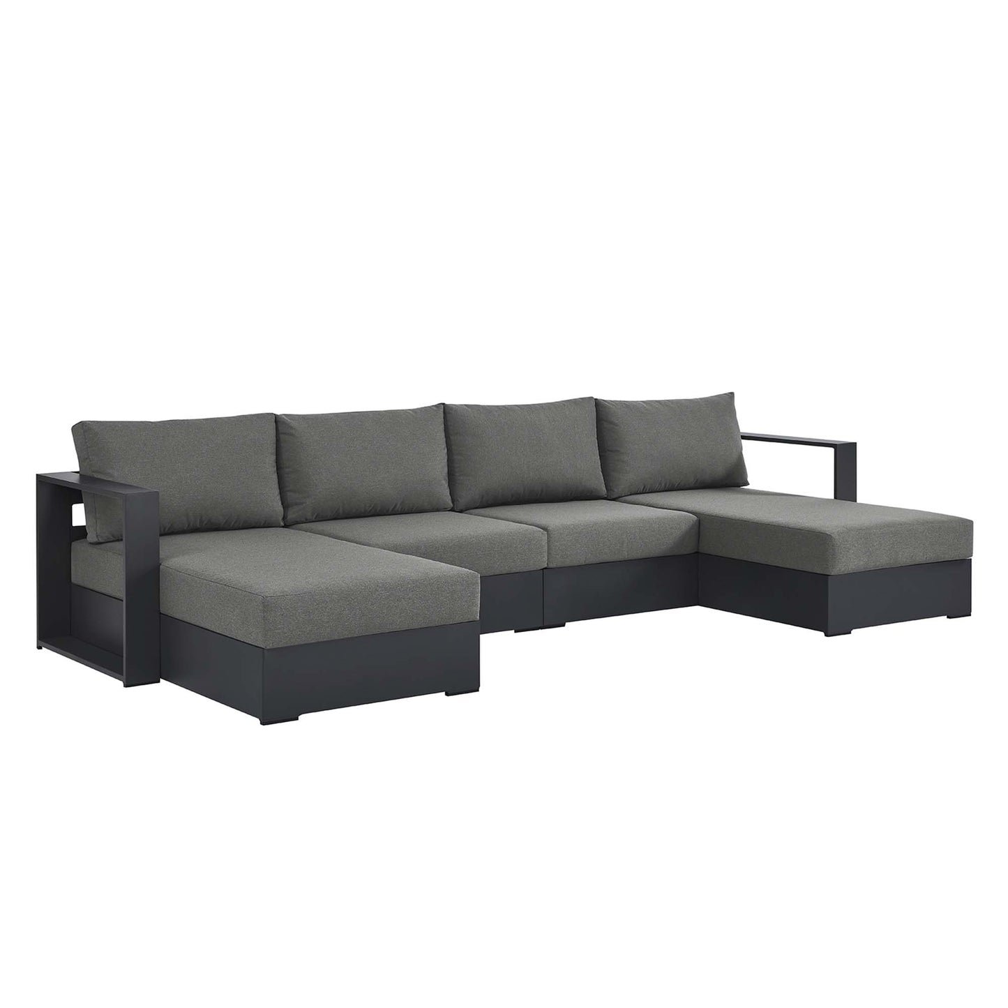 Modway - Tahoe 4-Piece Outdoor Patio Powder-Coated Aluminum Sectional Sofa Set by Modway  Outdoor Furniture Sofa Sectionals Brown - EEI-6676-GRY-CHA
