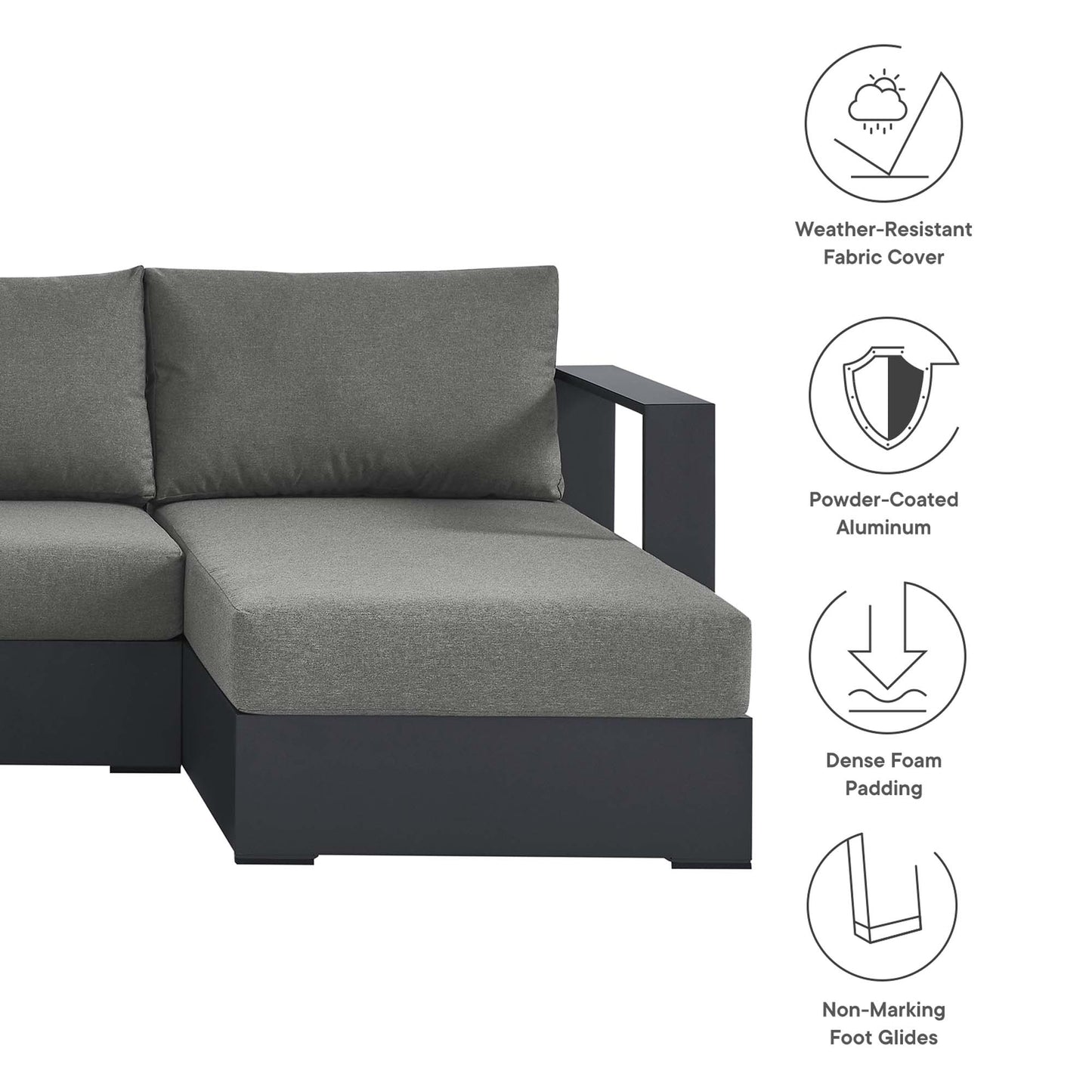 Modway - Tahoe 4-Piece Outdoor Patio Powder-Coated Aluminum Sectional Sofa Set by Modway  Outdoor Furniture Sofa Sectionals Brown - EEI-6676-GRY-CHA