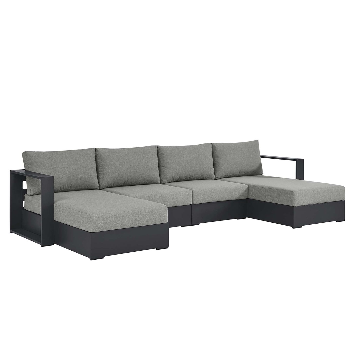 Modway - Tahoe 4-Piece Outdoor Patio Powder-Coated Aluminum Sectional Sofa Set by Modway  Outdoor Furniture Sofa Sectionals Gray - EEI-6676-GRY-GRY