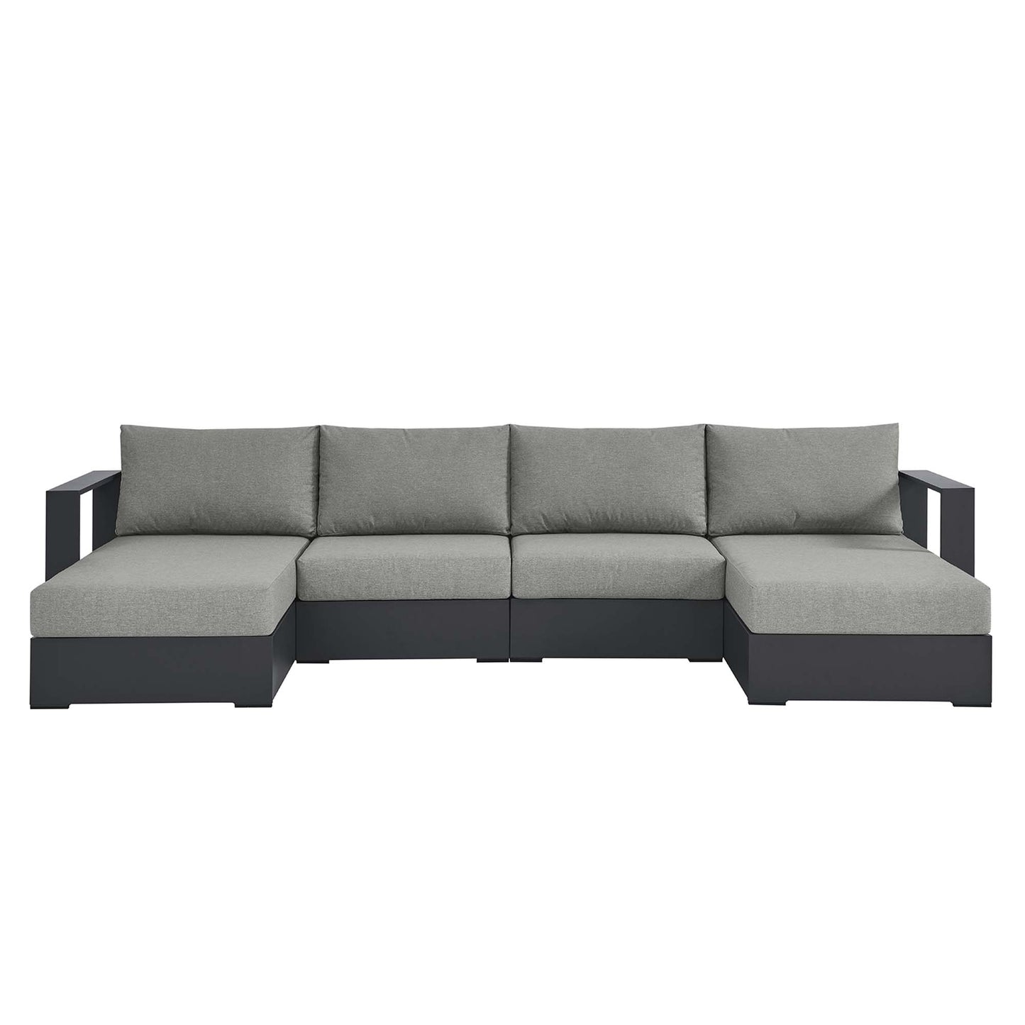 Modway - Tahoe 4-Piece Outdoor Patio Powder-Coated Aluminum Sectional Sofa Set by Modway  Outdoor Furniture Sofa Sectionals Gray - EEI-6676-GRY-GRY