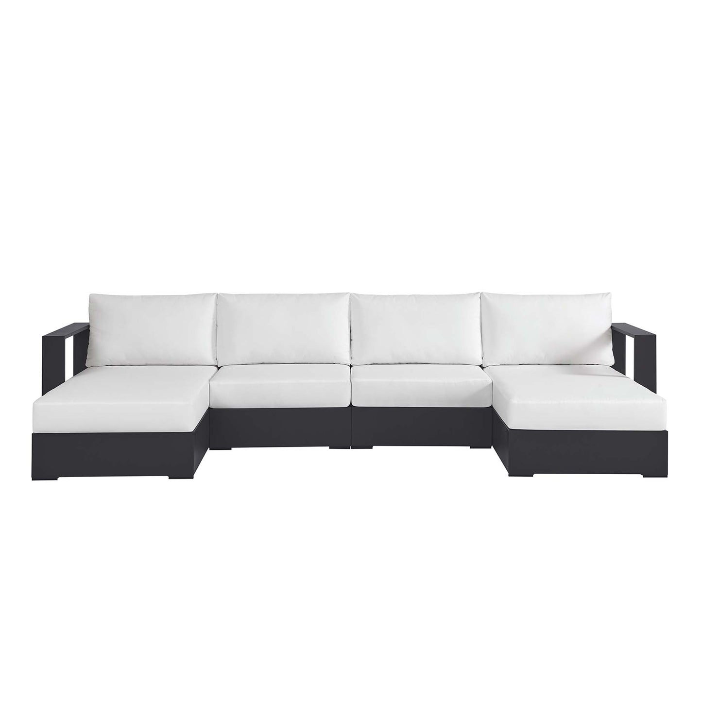 Modway - Tahoe 4-Piece Outdoor Patio Powder-Coated Aluminum Sectional Sofa Set by Modway  Outdoor Furniture Sofa Sectionals White - EEI-6676-GRY-WHI
