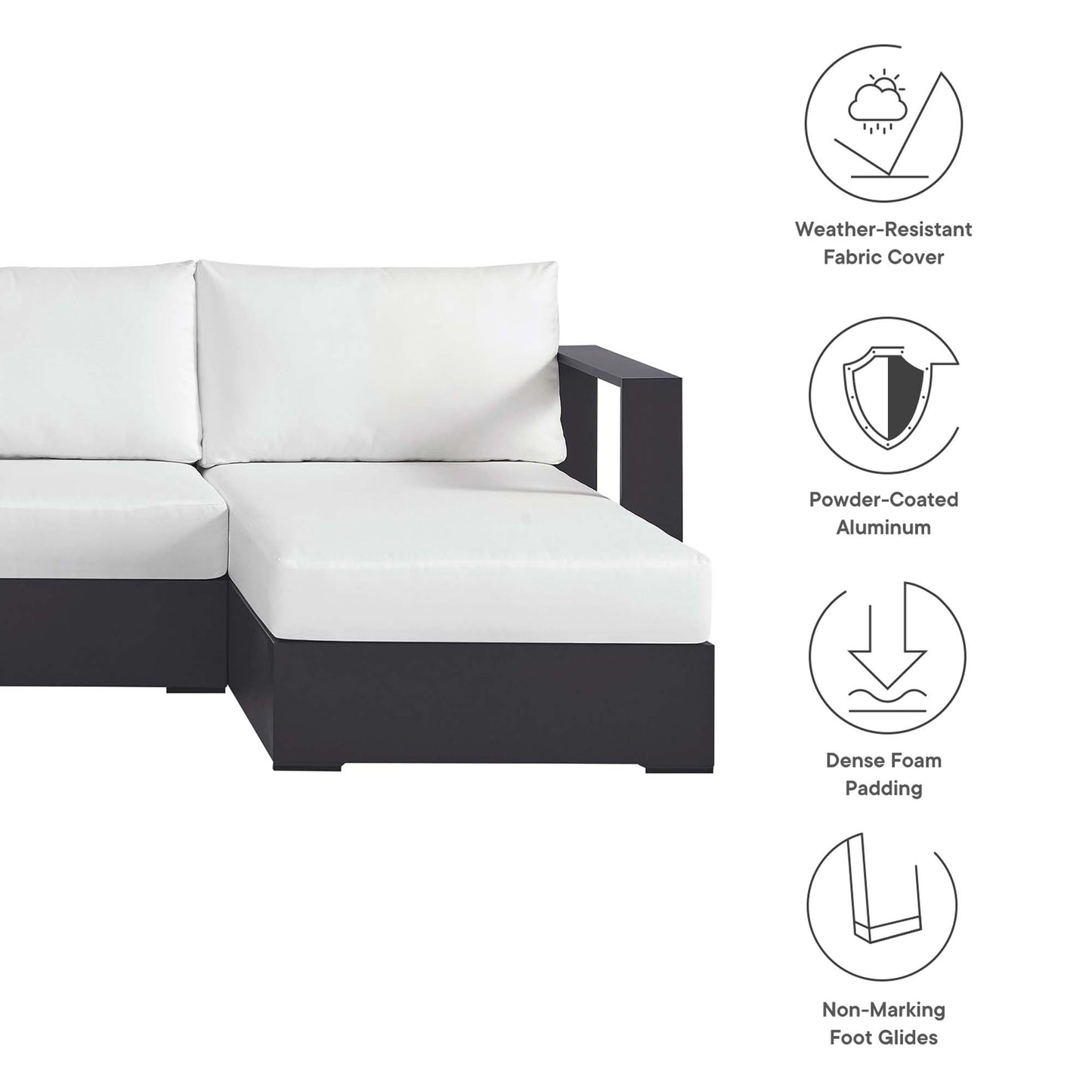 Modway - Tahoe 4-Piece Outdoor Patio Powder-Coated Aluminum Sectional Sofa Set by Modway  Outdoor Furniture Sofa Sectionals White - EEI-6676-GRY-WHI