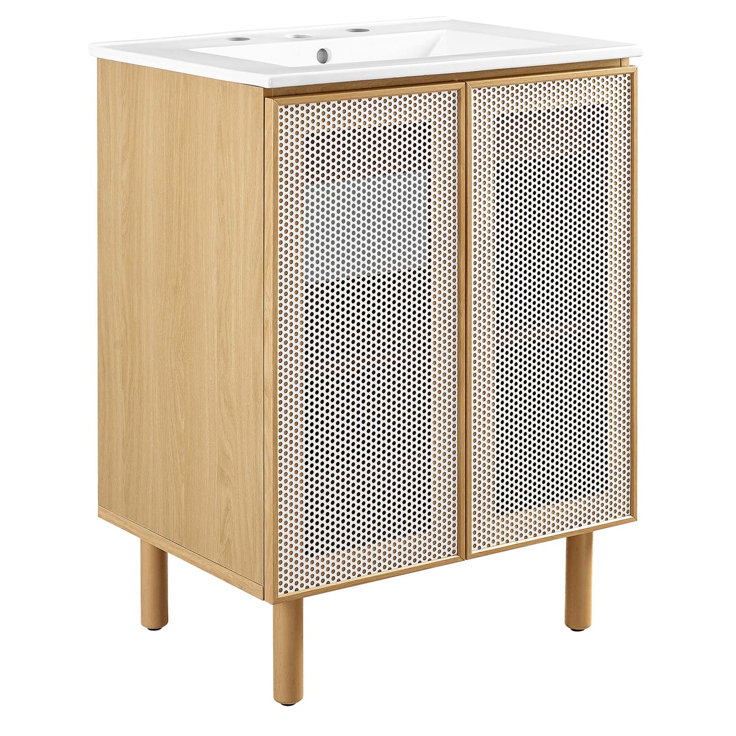 Modway - Calla 24" Perforated Metal Bathroom Vanity by Modway  Bathroom Vanities Brown - EEI-6677-WHI-OAK