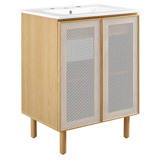 Modway - Calla 24" Perforated Metal Bathroom Vanity by Modway  Bathroom Vanities Brown - EEI-6677-WHI-OAK