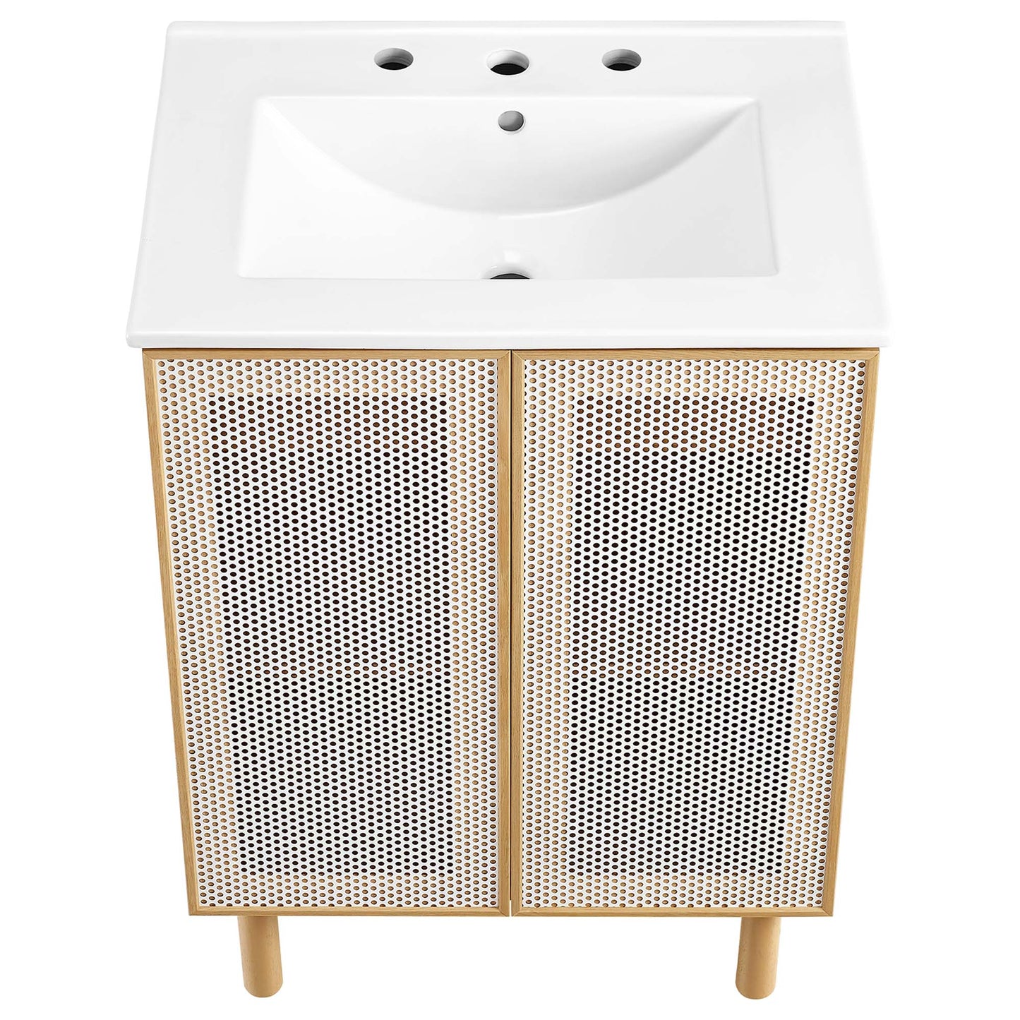Modway - Calla 24" Perforated Metal Bathroom Vanity by Modway  Bathroom Vanities Brown - EEI-6677-WHI-OAK