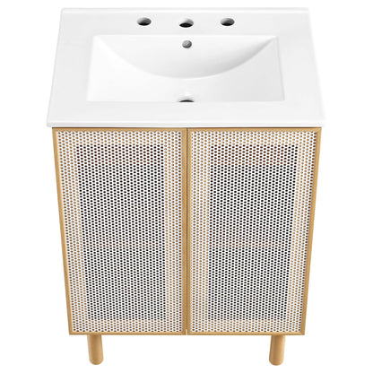Modway - Calla 24" Perforated Metal Bathroom Vanity by Modway  Bathroom Vanities Brown - EEI-6677-WHI-OAK