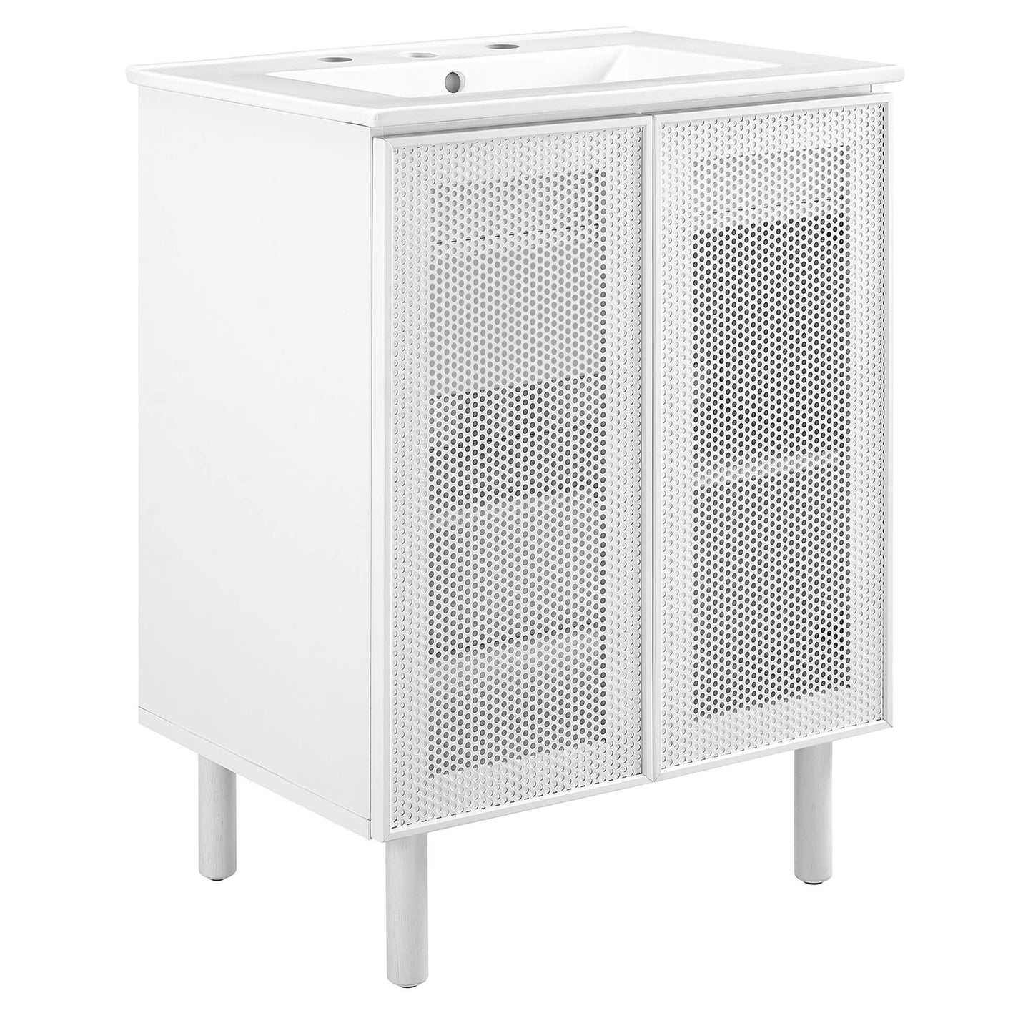 Modway - Calla 24" Perforated Metal Bathroom Vanity by Modway  Bathroom Vanities White - EEI-6677-WHI-WHI