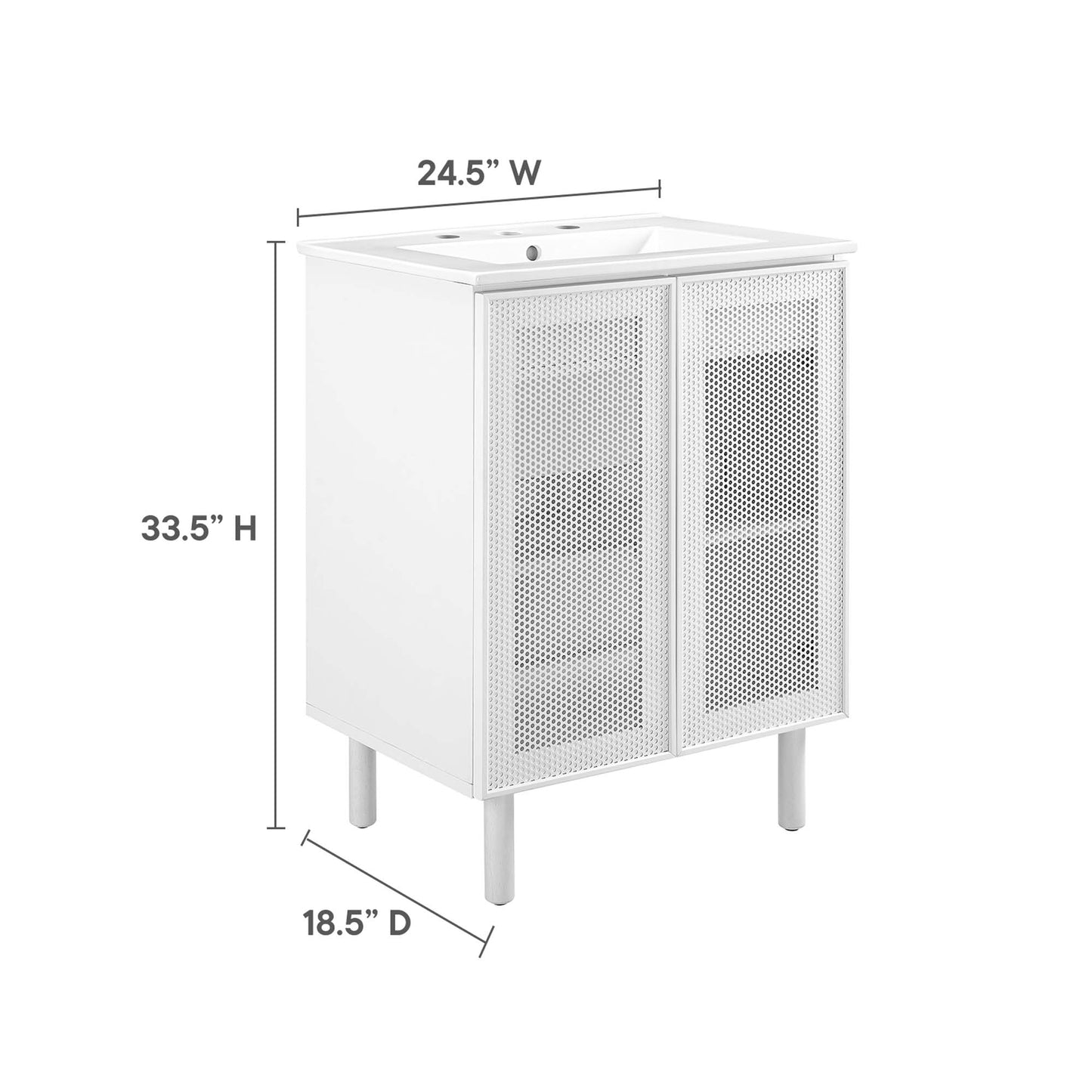 Modway - Calla 24" Perforated Metal Bathroom Vanity by Modway  Bathroom Vanities White - EEI-6677-WHI-WHI
