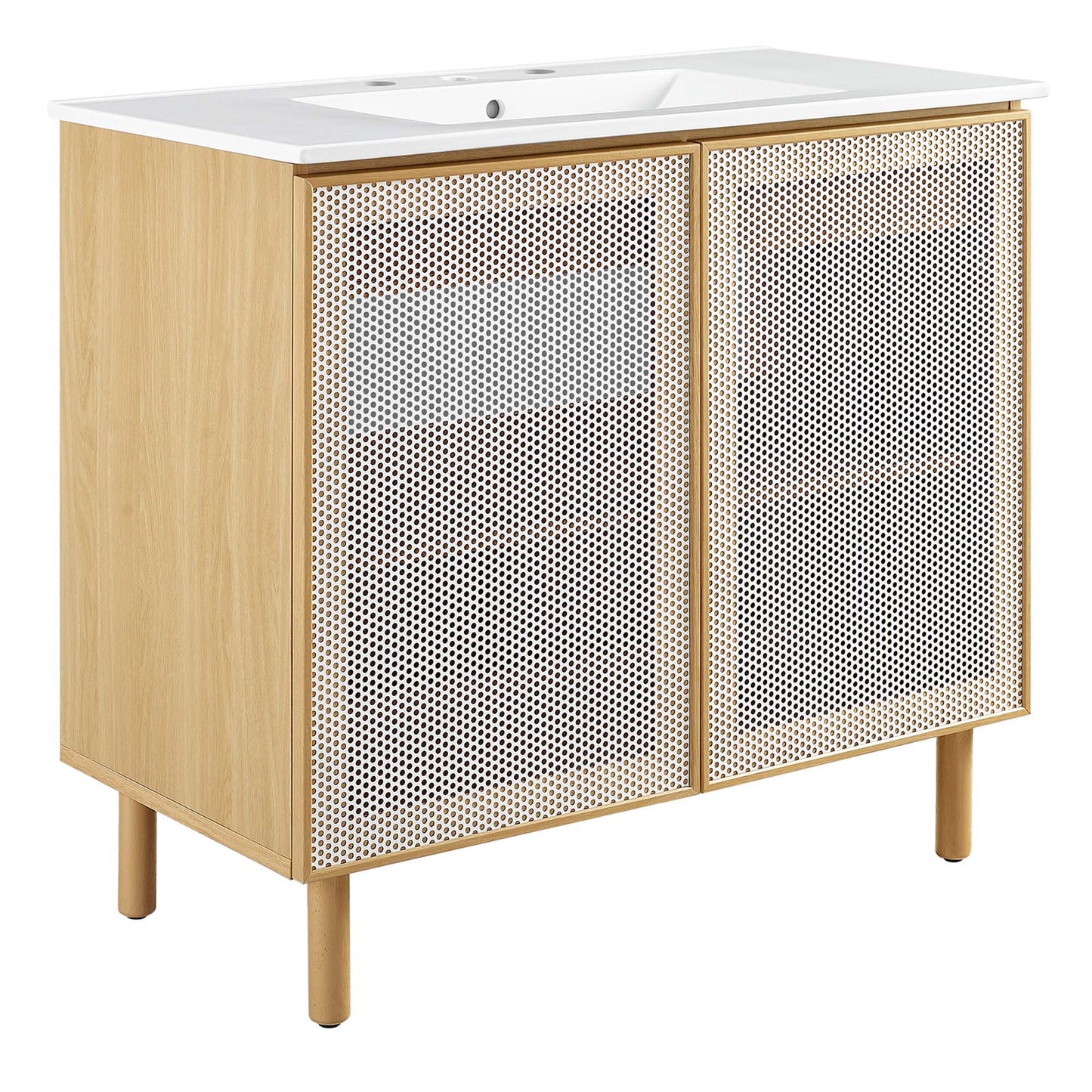 Modway - Calla 36" Perforated Metal Bathroom Vanity by Modway  Bathroom Vanities Brown - EEI-6678-WHI-OAK