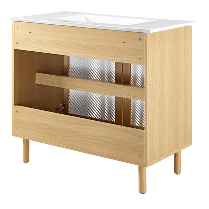 Modway - Calla 36" Perforated Metal Bathroom Vanity by Modway  Bathroom Vanities Brown - EEI-6678-WHI-OAK