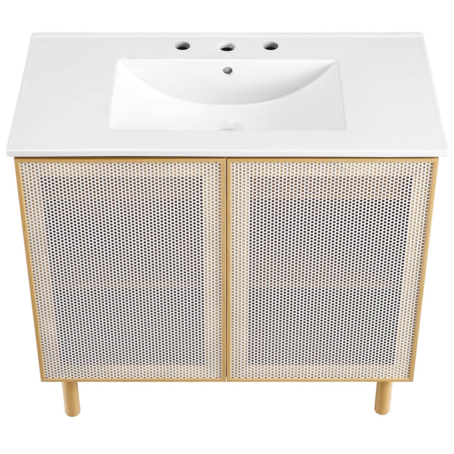 Modway - Calla 36" Perforated Metal Bathroom Vanity by Modway  Bathroom Vanities Brown - EEI-6678-WHI-OAK