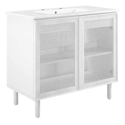 Modway - Calla 36" Perforated Metal Bathroom Vanity by Modway  Bathroom Vanities White - EEI-6678-WHI-WHI