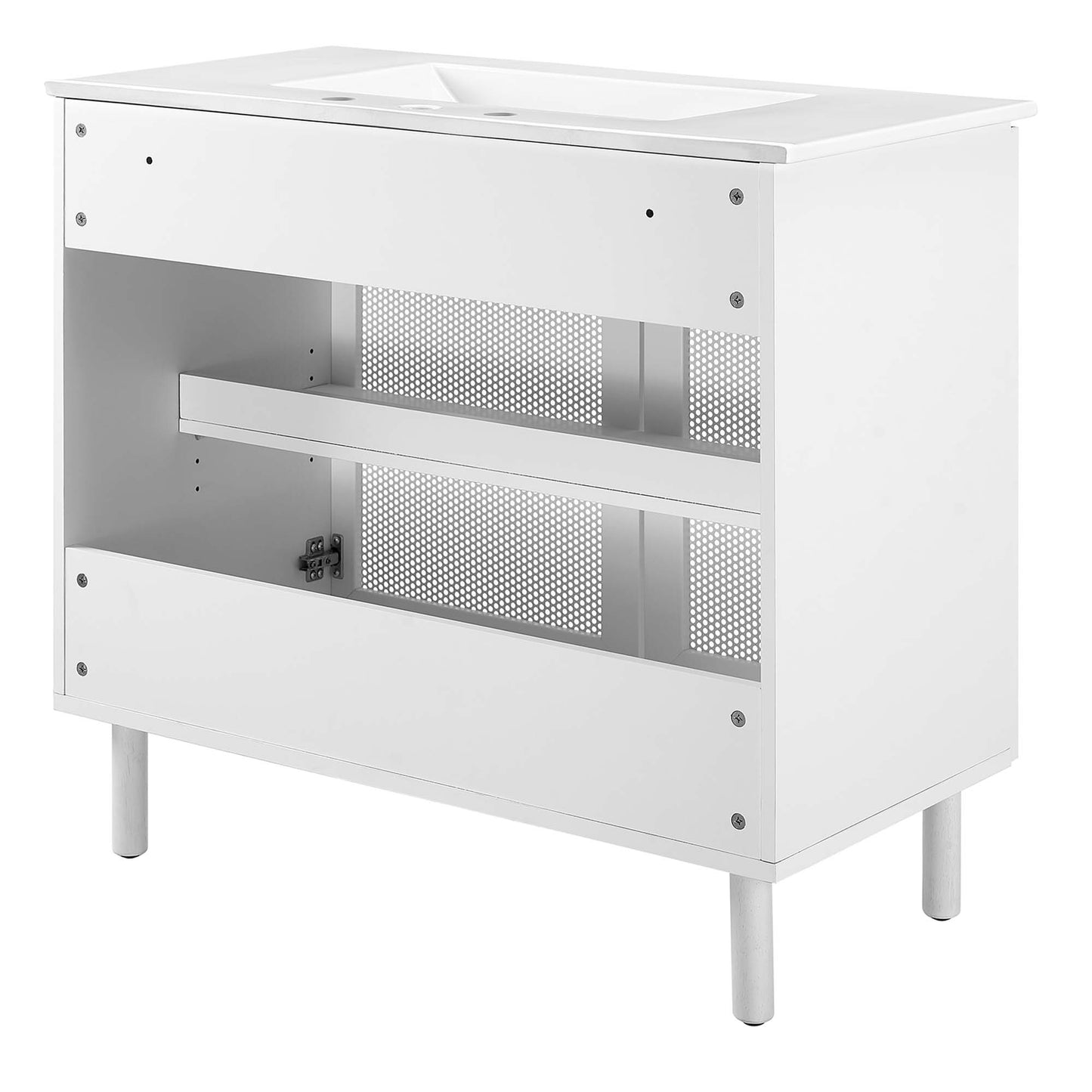 Modway - Calla 36" Perforated Metal Bathroom Vanity by Modway  Bathroom Vanities White - EEI-6678-WHI-WHI