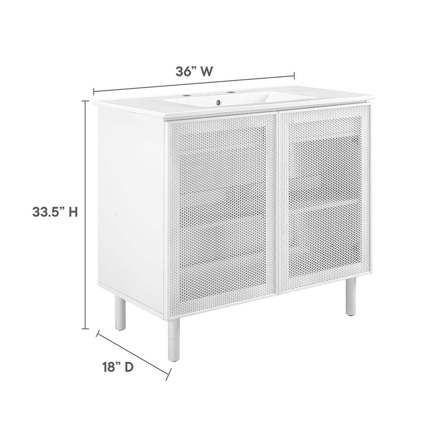 Modway - Calla 36" Perforated Metal Bathroom Vanity by Modway  Bathroom Vanities White - EEI-6678-WHI-WHI