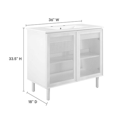 Modway - Calla 36" Perforated Metal Bathroom Vanity by Modway  Bathroom Vanities White - EEI-6678-WHI-WHI