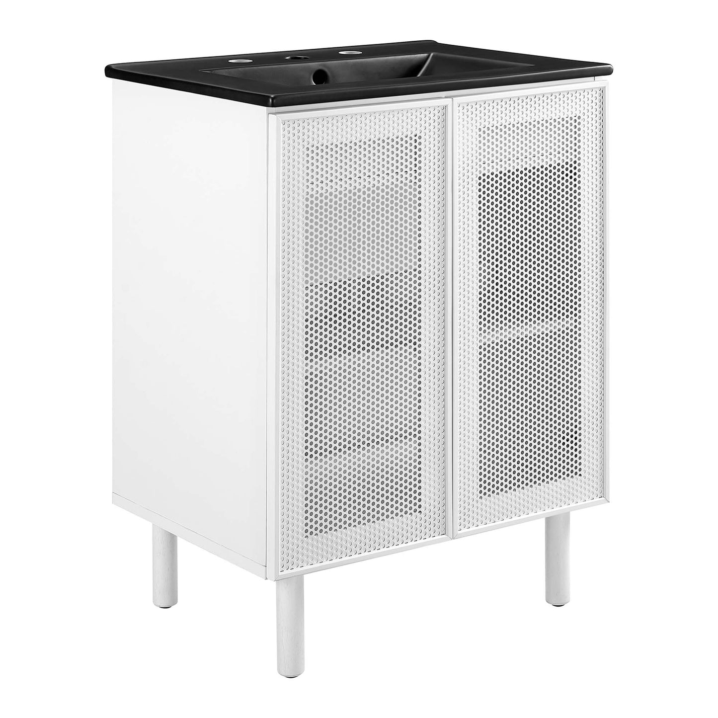 Modway - Calla 24" Perforated Metal Bathroom Vanity by Modway  Bathroom Vanities White - EEI-6679-BLK-WHI