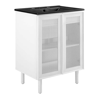 Modway - Calla 24" Perforated Metal Bathroom Vanity by Modway  Bathroom Vanities White - EEI-6679-BLK-WHI