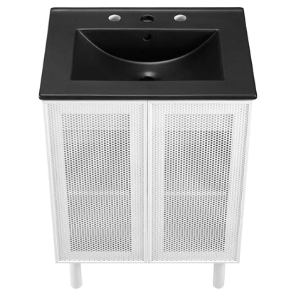 Modway - Calla 24" Perforated Metal Bathroom Vanity by Modway  Bathroom Vanities White - EEI-6679-BLK-WHI
