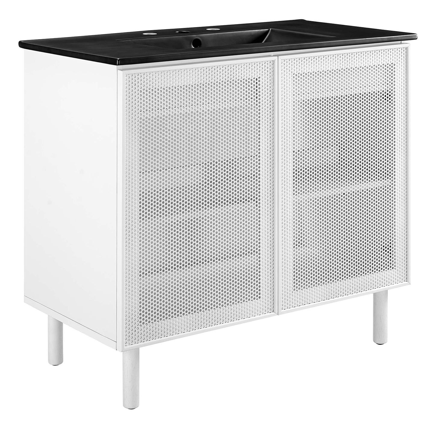 Modway - Calla 36" Perforated Metal Bathroom Vanity by Modway  Bathroom Vanities White - EEI-6680-BLK-WHI