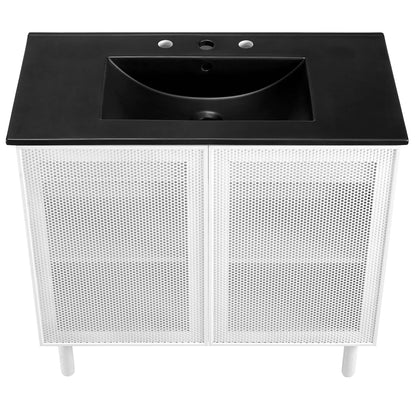 Modway - Calla 36" Perforated Metal Bathroom Vanity by Modway  Bathroom Vanities White - EEI-6680-BLK-WHI