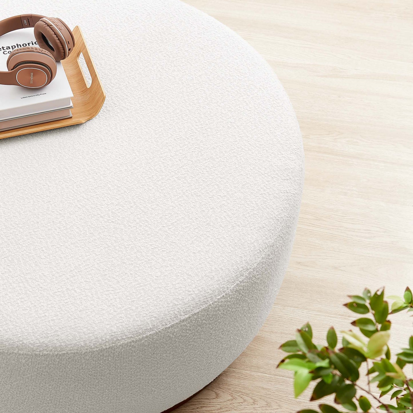 Modway - Tilden Large 38" Round Boucle Upholstered Upholstered Ottoman by Modway  Living Room Sofas and Armchairs White - EEI-6682-CLO-WAL