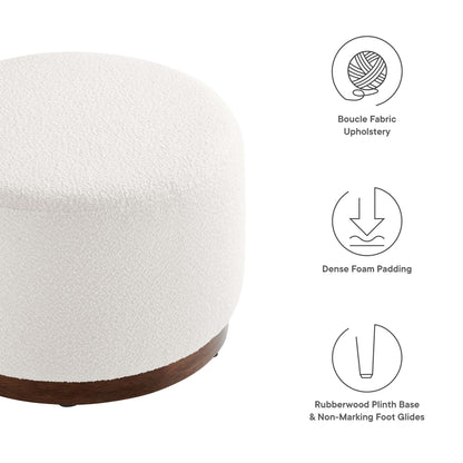 Modway - Tilden Large 23" Round Boucle Upholstered Upholstered Ottoman by Modway  Living Room Sofas and Armchairs White - EEI-6683-CLO-WAL