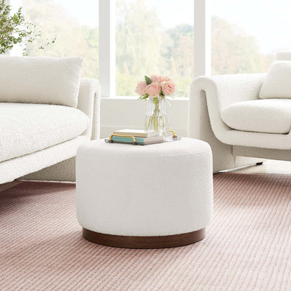 Modway - Tilden Large 23" Round Boucle Upholstered Upholstered Ottoman by Modway  Living Room Sofas and Armchairs White - EEI-6683-CLO-WAL