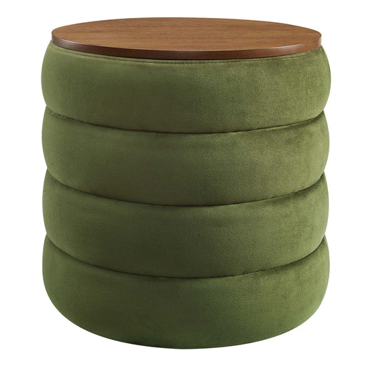 Modway - Mezzo Round Performance Velvet Storage Ottoman by Modway  Living Room Sofas and Armchairs Green - EEI-6684-MOG
