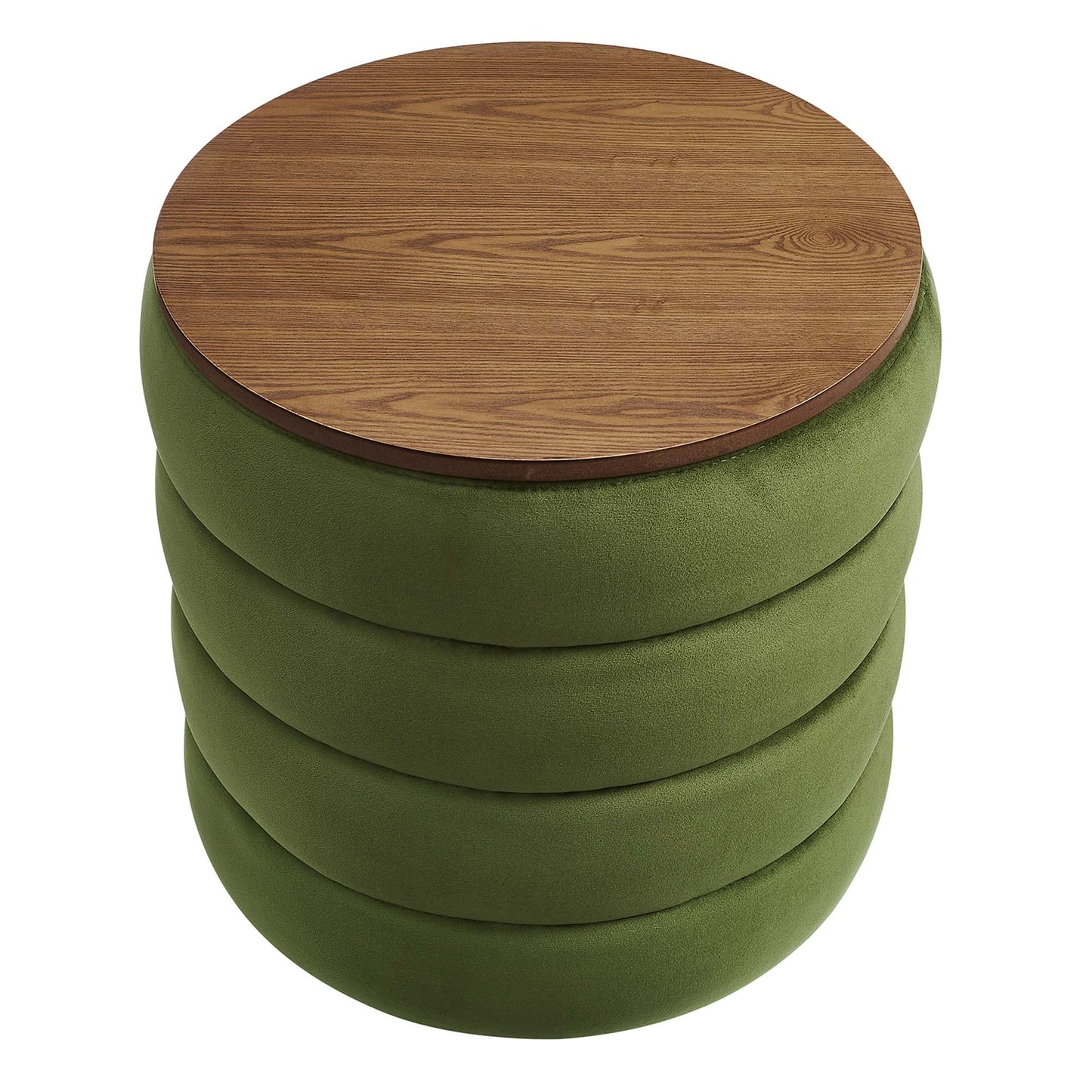 Modway - Mezzo Round Performance Velvet Storage Ottoman by Modway  Living Room Sofas and Armchairs Green - EEI-6684-MOG