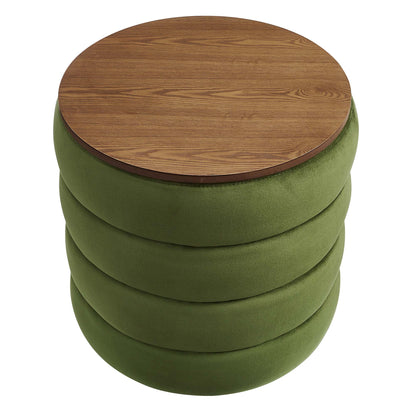 Modway - Mezzo Round Performance Velvet Storage Ottoman by Modway  Living Room Sofas and Armchairs Green - EEI-6684-MOG