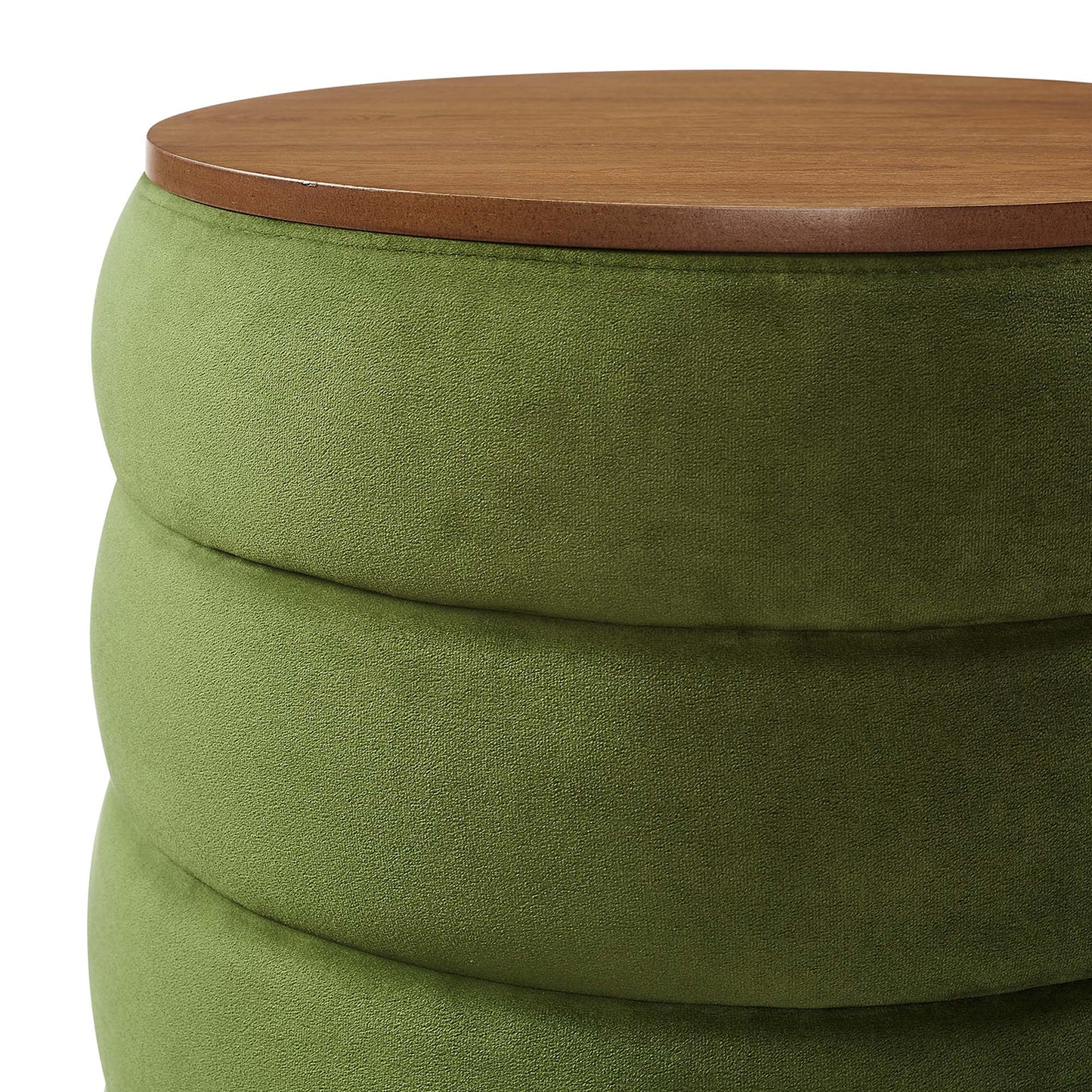 Modway - Mezzo Round Performance Velvet Storage Ottoman by Modway  Living Room Sofas and Armchairs Green - EEI-6684-MOG