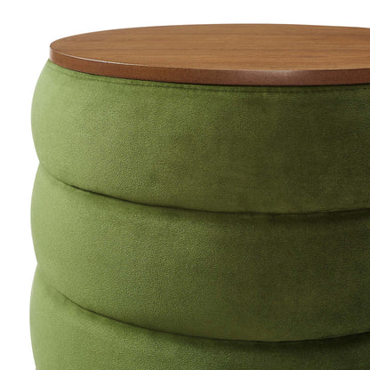 Modway - Mezzo Round Performance Velvet Storage Ottoman by Modway  Living Room Sofas and Armchairs Green - EEI-6684-MOG