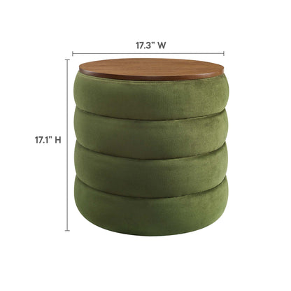 Modway - Mezzo Round Performance Velvet Storage Ottoman by Modway  Living Room Sofas and Armchairs Green - EEI-6684-MOG
