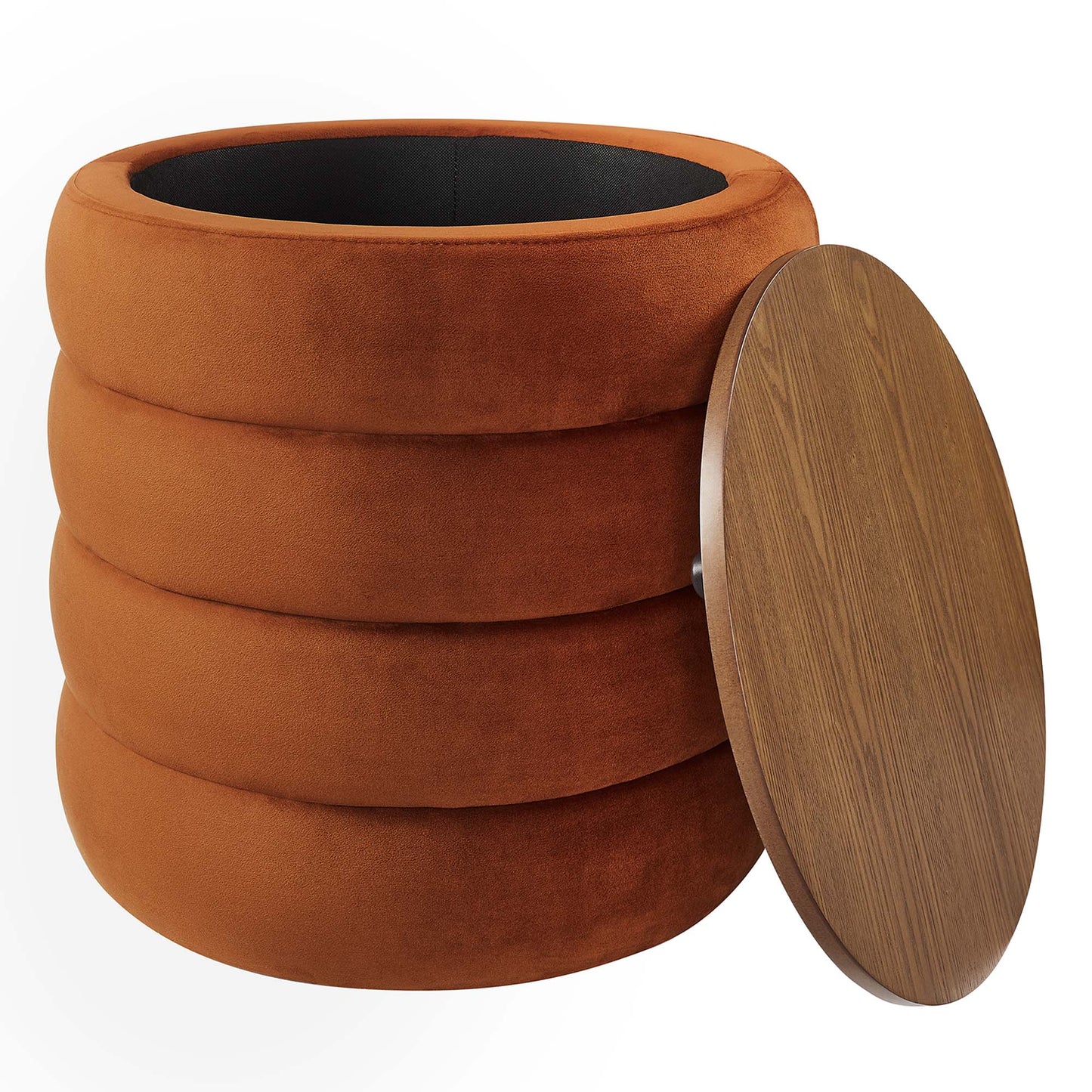 Modway - Mezzo Round Performance Velvet Storage Ottoman by Modway  Living Room Sofas and Armchairs Red - EEI-6684-RUS