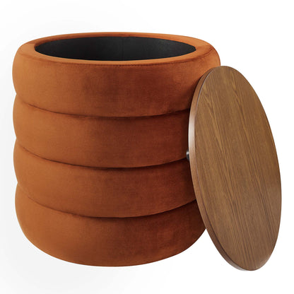 Modway - Mezzo Round Performance Velvet Storage Ottoman by Modway  Living Room Sofas and Armchairs Red - EEI-6684-RUS