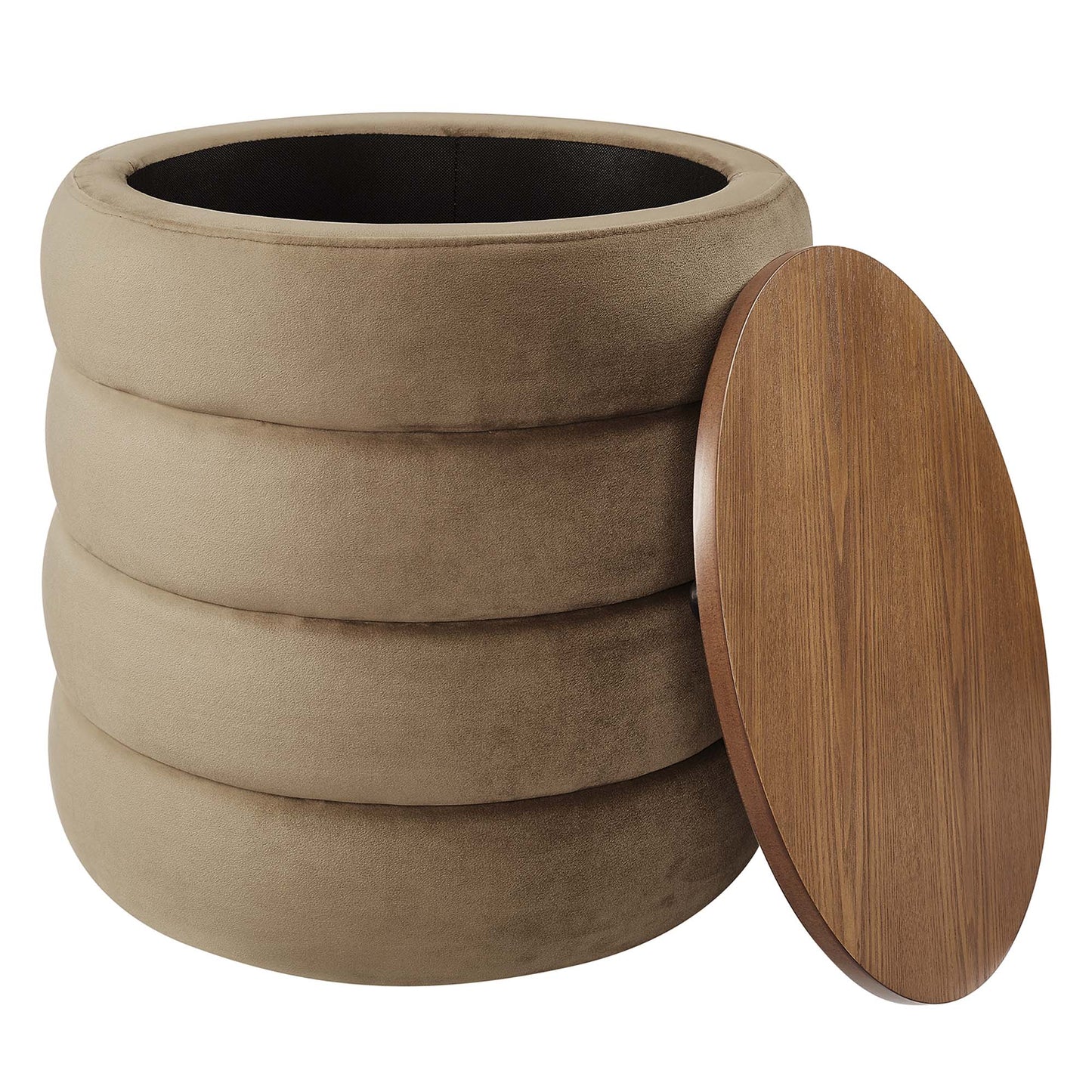 Modway - Mezzo Round Performance Velvet Storage Ottoman by Modway  Living Room Sofas and Armchairs Brown - EEI-6684-TAU