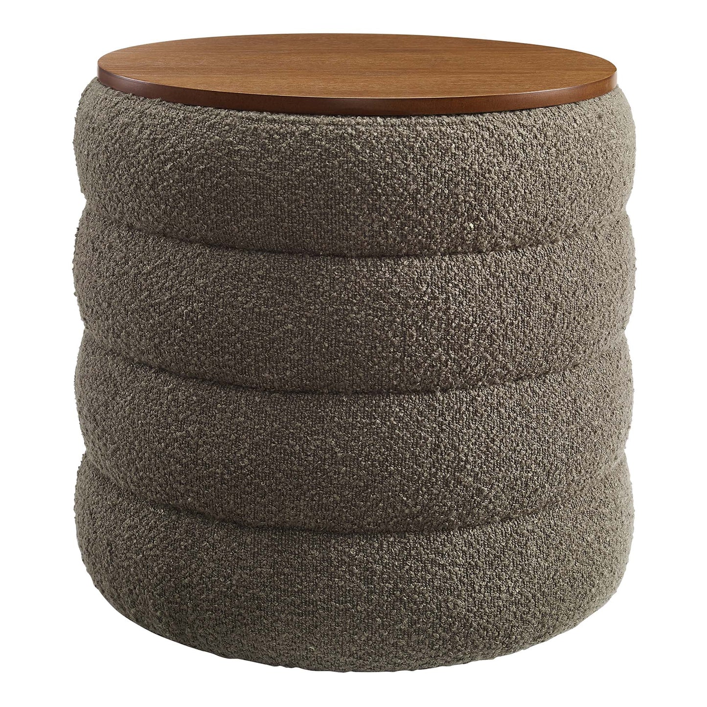 Modway - Mezzo Round Boucle Fabric Storage Ottoman by Modway  Living Room Sofas and Armchairs Gray - EEI-6685-PEB