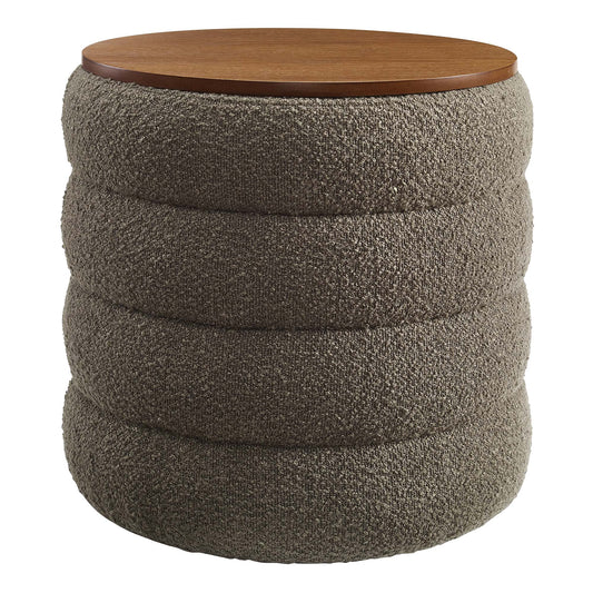 Modway - Mezzo Round Boucle Fabric Storage Ottoman by Modway  Living Room Sofas and Armchairs Gray - EEI-6685-PEB