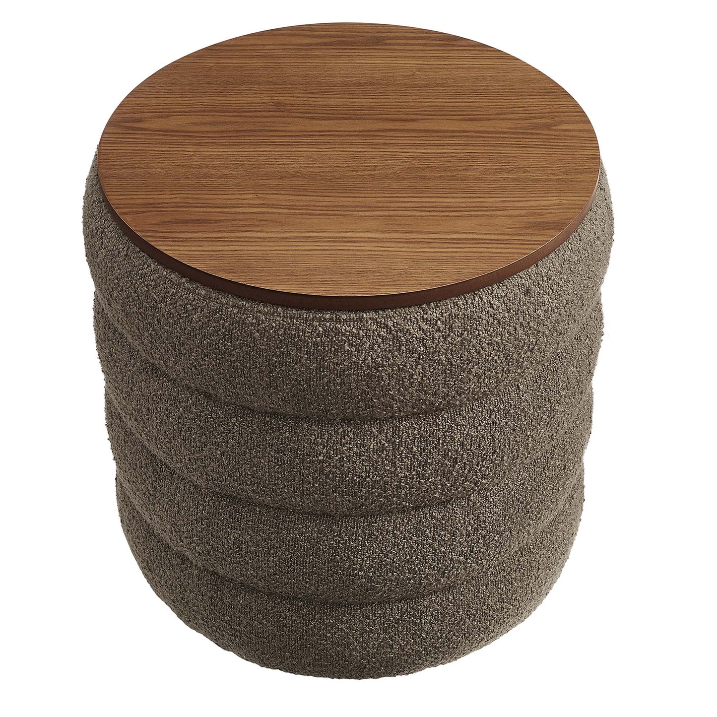 Modway - Mezzo Round Boucle Fabric Storage Ottoman by Modway  Living Room Sofas and Armchairs Gray - EEI-6685-PEB