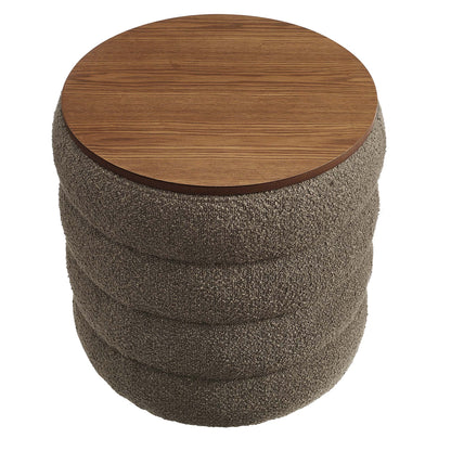 Modway - Mezzo Round Boucle Fabric Storage Ottoman by Modway  Living Room Sofas and Armchairs Gray - EEI-6685-PEB