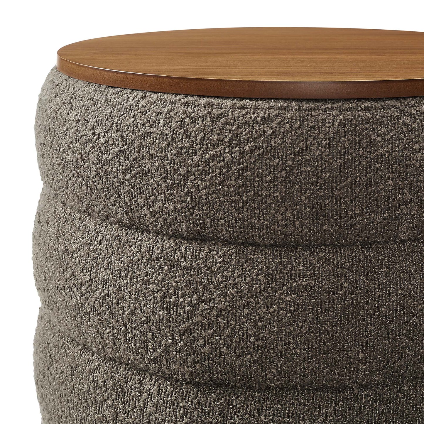 Modway - Mezzo Round Boucle Fabric Storage Ottoman by Modway  Living Room Sofas and Armchairs Gray - EEI-6685-PEB