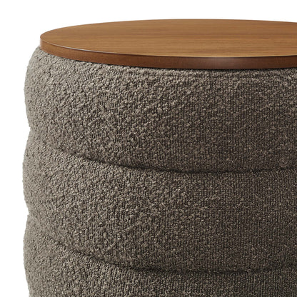 Modway - Mezzo Round Boucle Fabric Storage Ottoman by Modway  Living Room Sofas and Armchairs Gray - EEI-6685-PEB