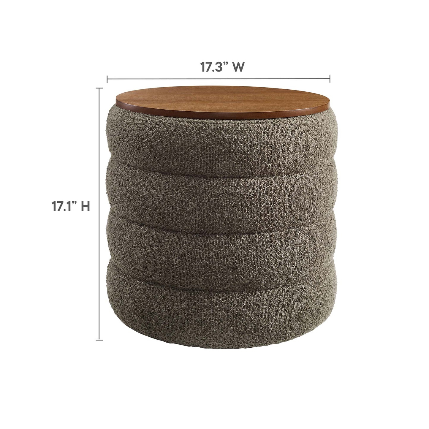 Modway - Mezzo Round Boucle Fabric Storage Ottoman by Modway  Living Room Sofas and Armchairs Gray - EEI-6685-PEB