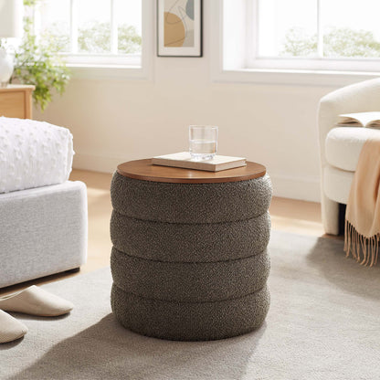 Modway - Mezzo Round Boucle Fabric Storage Ottoman by Modway  Living Room Sofas and Armchairs Gray - EEI-6685-PEB