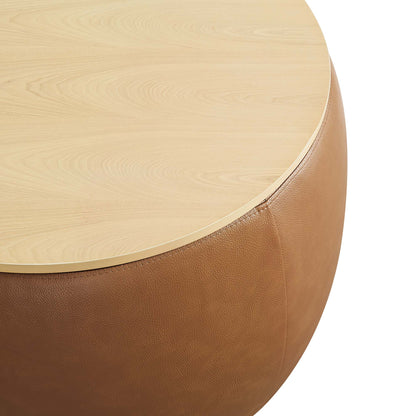 Modway - Perla Round Vegan Leather Storage Ottoman by Modway  Living Room Sofas and Armchairs Brown - EEI-6687-TAN