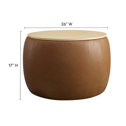 Modway - Perla Round Vegan Leather Storage Ottoman by Modway  Living Room Sofas and Armchairs Brown - EEI-6687-TAN