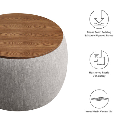 Modway - Perla Woven Heathered Fabric Upholstered Storage Ottoman by Modway  Living Room Sofas and Armchairs Brown - EEI-6688-HEW